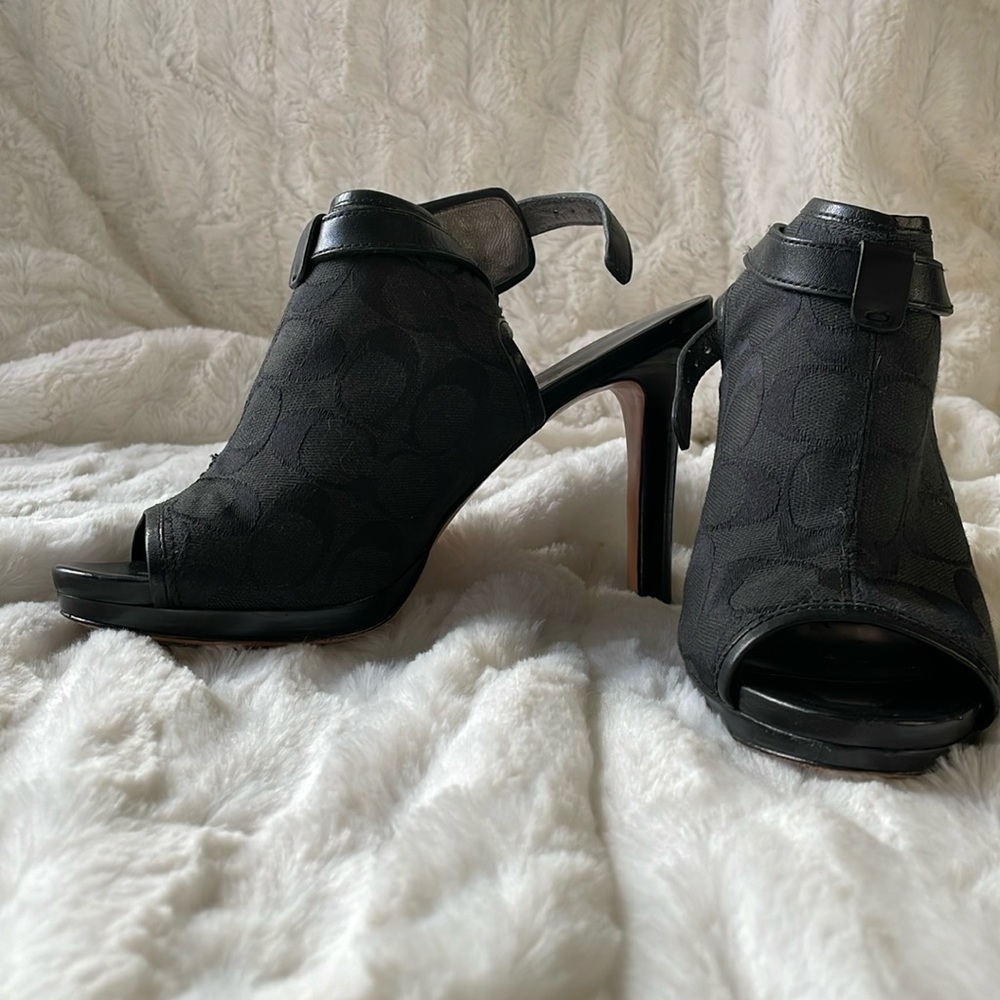 COACH BRANDI SLINGBACK PEEP TOE BOOTIE HEELS - Picture 2 of 11